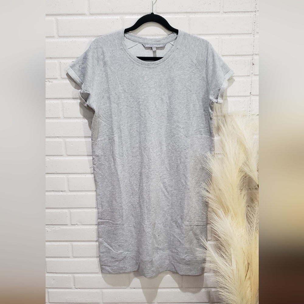 🏝️Pact Organic Rolled Sleeve T-Shirt Dress Sz Medium Grey